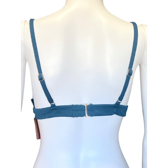 Shade & Shore Womens Triangle Bikini Top Size L (12-14) Blue Textured Swimwear - Picture 2 of 7